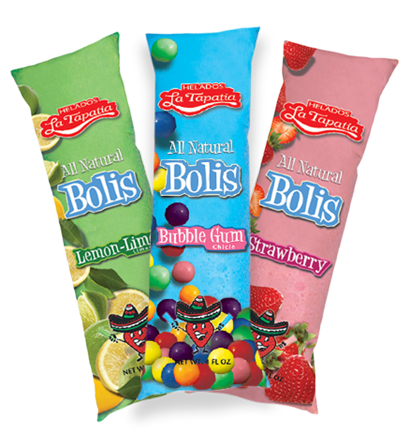 Lemon Lime, Bubble Gum, and Strawberry Bolis